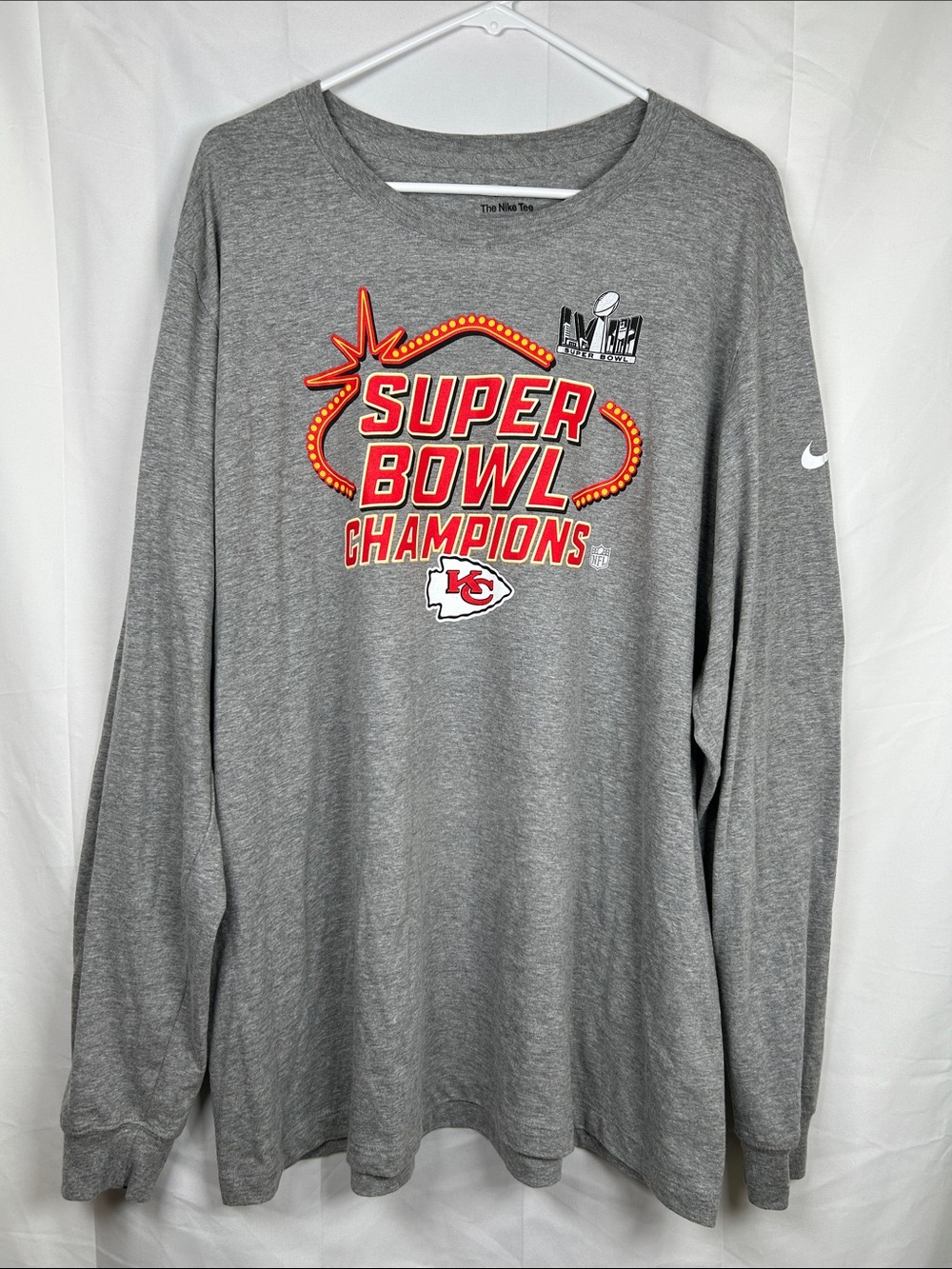 Nike Kansas City Chiefs Super Bowl LVIII Champions Tee Men’s XXL Grey